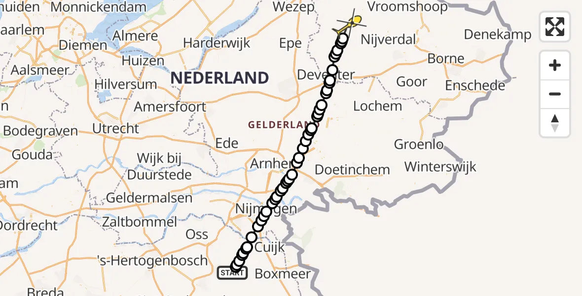 Routekaart van de vlucht: Lifeliner 3 naar Raalte, Zeelandsedijk