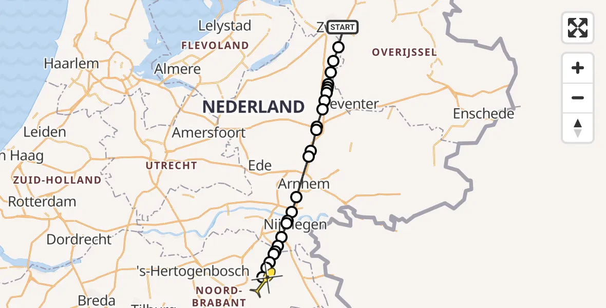 Routekaart van de vlucht: Lifeliner 3 naar Vliegbasis Volkel, Heinoseweg