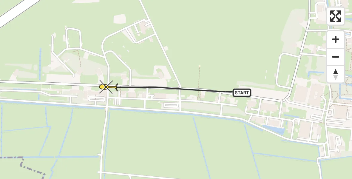 Routekaart van de vlucht: Ambulancehelikopter naar Vliegbasis Leeuwarden, Keegsdijkje