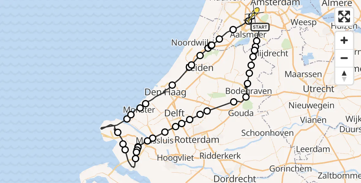 Routekaart van de vlucht: Politiehelikopter naar Badhoevedorp, Steenwycklaan