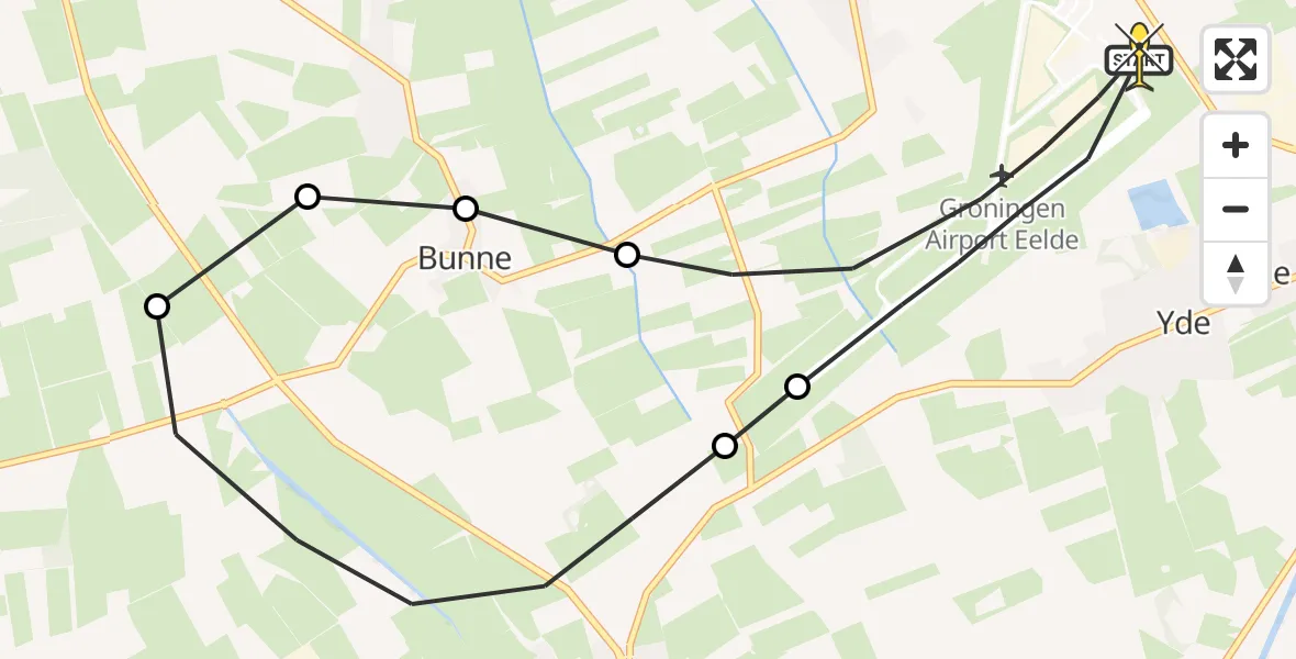 Routekaart van de vlucht: Lifeliner 4 naar Groningen Airport Eelde, Veldkampweg