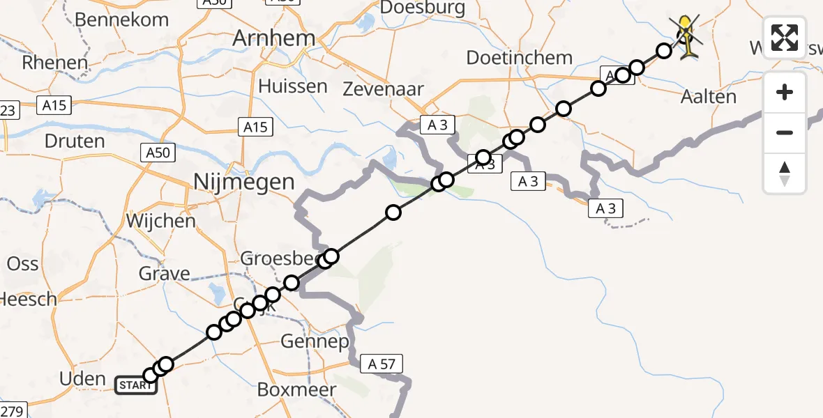 Routekaart van de vlucht: Lifeliner 3 naar Lichtenvoorde, Zeelandsedijk