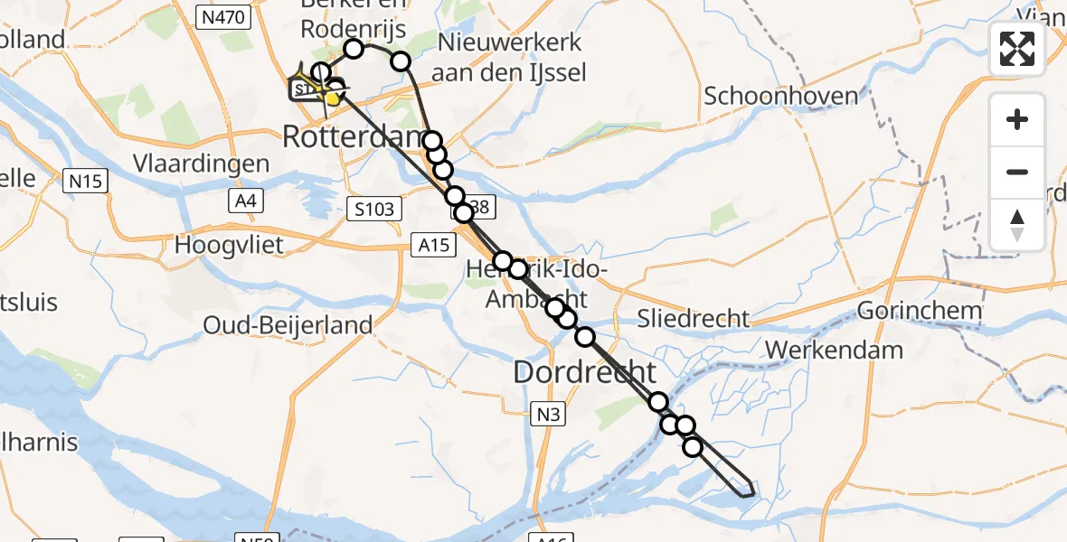 Routekaart van de vlucht: Lifeliner 2 naar Rotterdam The Hague Airport, Gilze-Rijenstraat