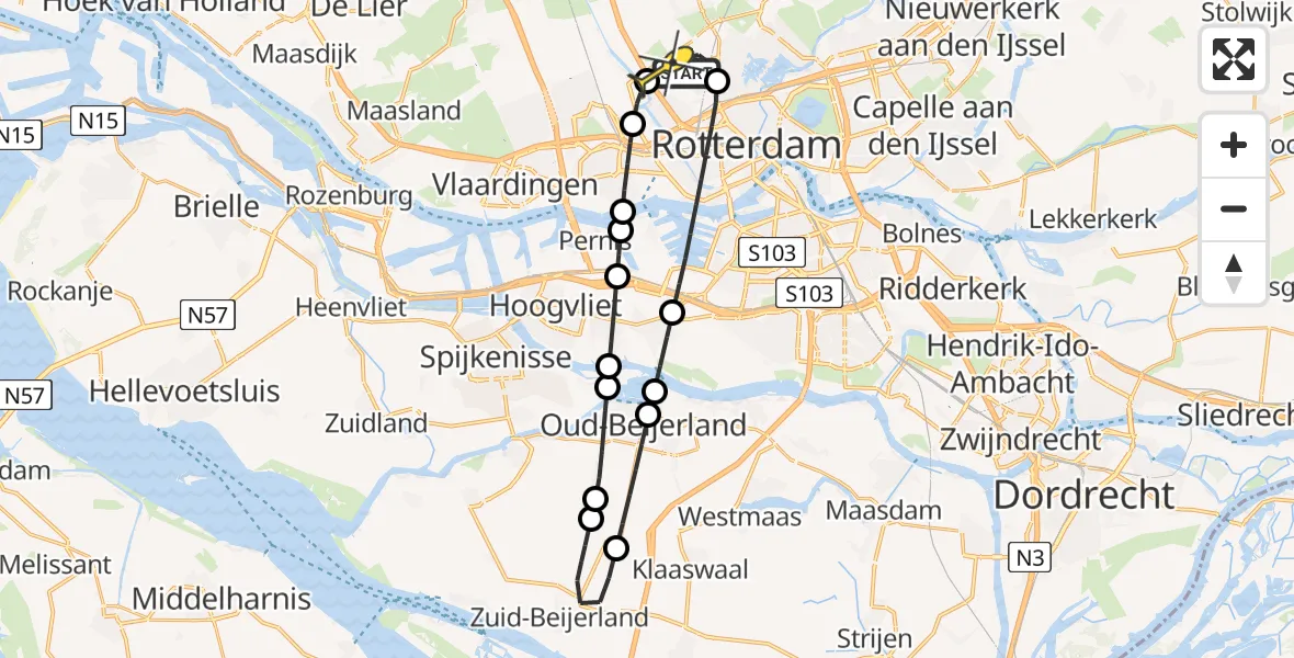 Routekaart van de vlucht: Lifeliner 2 naar Rotterdam The Hague Airport, Bovendijk