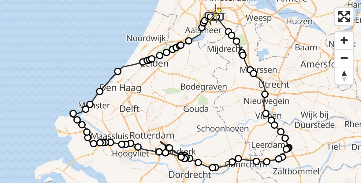 Routekaart van de vlucht: Politieheli naar Schiphol, Schipholweg