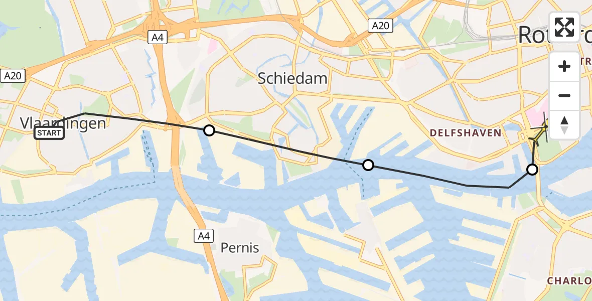 Routekaart van de vlucht: Lifeliner 2 naar Erasmus MC, Parkweg