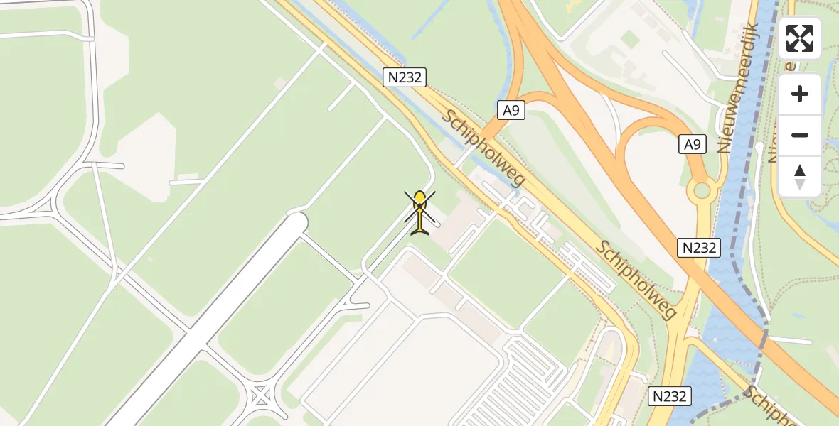 Routekaart van de vlucht: Politiehelikopter naar Schiphol