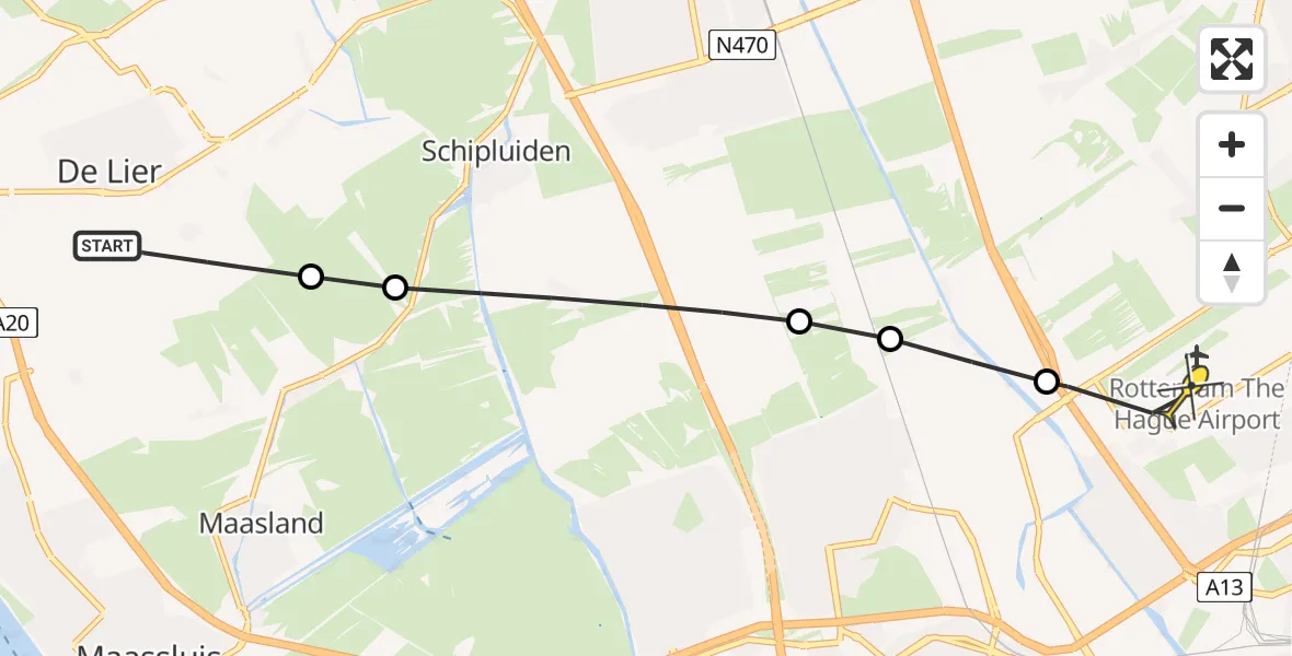 Routekaart van de vlucht: Lifeliner 2 naar Rotterdam The Hague Airport, Berckenrode