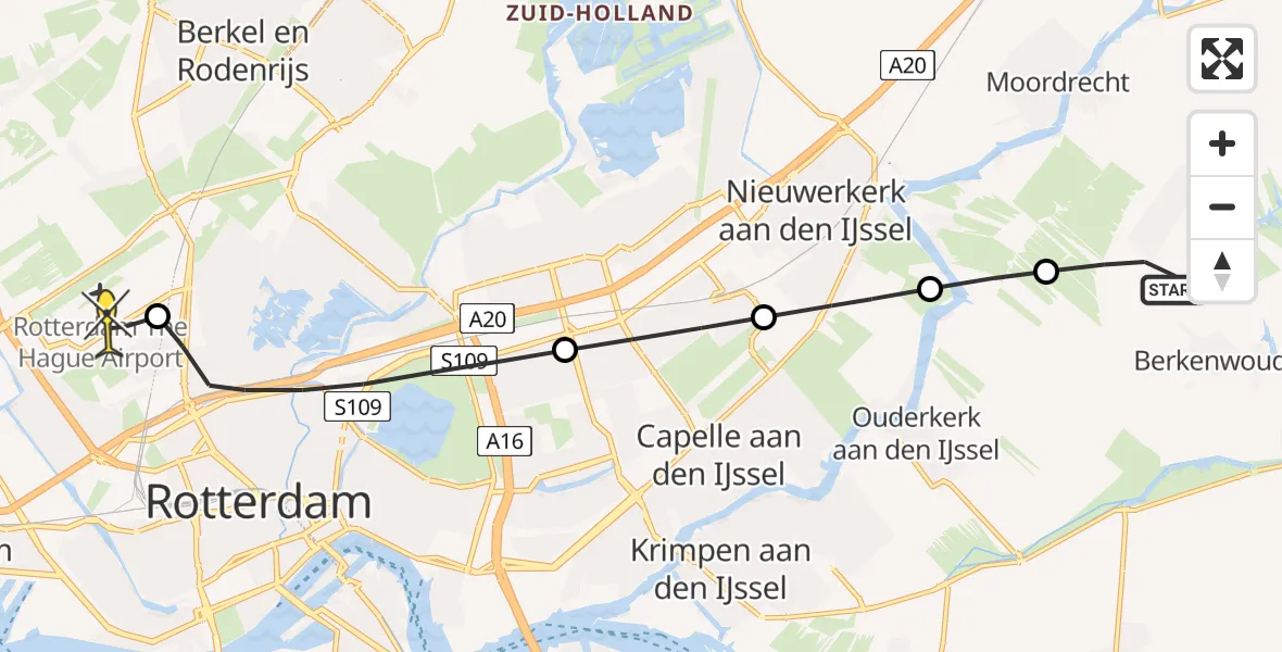 Routekaart van de vlucht: Lifeliner 2 naar Rotterdam The Hague Airport, Wellepoort