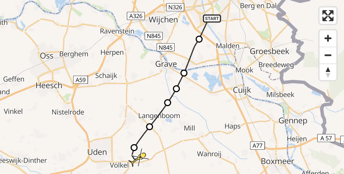 Routekaart van de vlucht: Lifeliner 3 naar Vliegbasis Volkel, Weezenhof