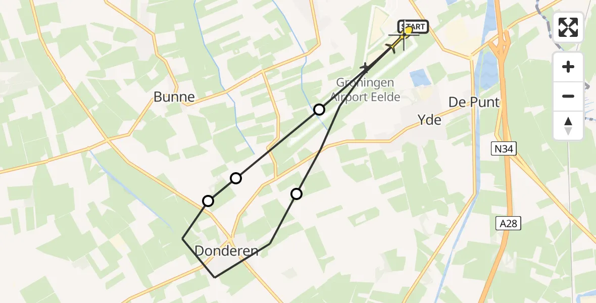 Routekaart van de vlucht: Lifeliner 4 naar Groningen Airport Eelde, Veldkampweg