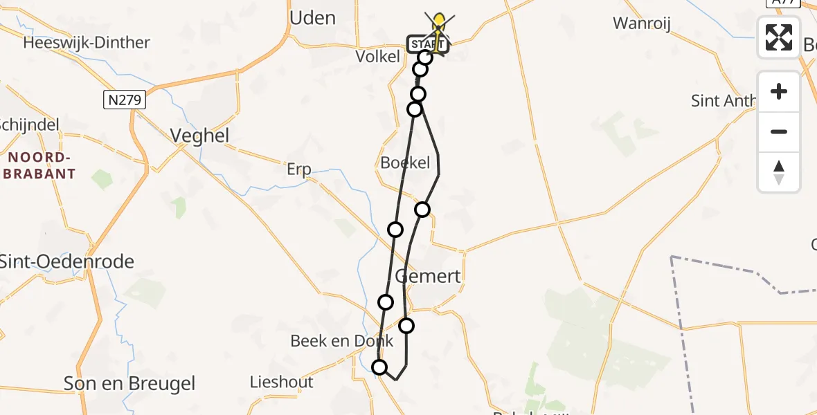 Routekaart van de vlucht: Lifeliner 3 naar Vliegbasis Volkel, Oosterheidestraat