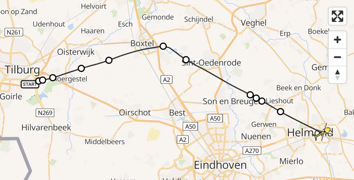 Routekaart van de vlucht: Lifeliner 3 naar Helmond, Torentjeshoeve