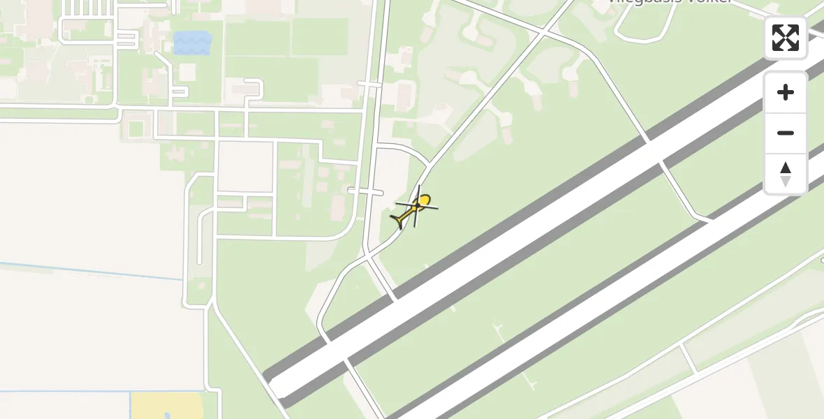 Vluchtroute Politiehelikopter van Vliegbasis Volkel naar Vliegbasis Volkel