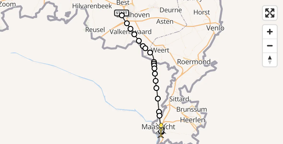 Routekaart van de vlucht: Lifeliner 2 naar Maastricht UMC+, Park Forum