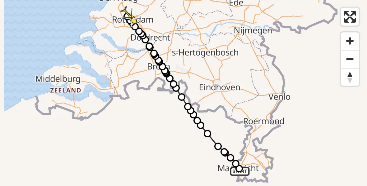 Routekaart van de vlucht: Lifeliner 2 naar Rotterdam The Hague Airport, Baron van Hövellstraat