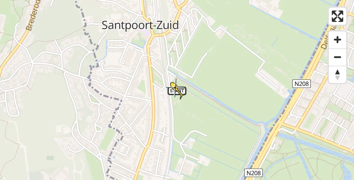 Routekaart van de vlucht: Lifeliner 1 naar Santpoort-Zuid, De Veenen