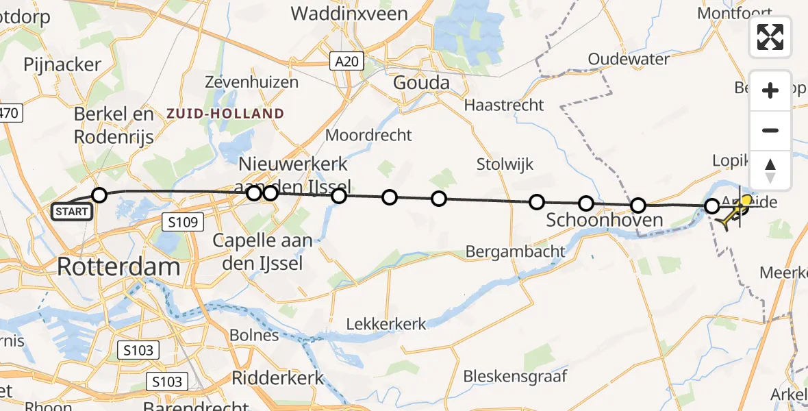 Routekaart van de vlucht: Lifeliner 2 naar Ameide, Bovendijk