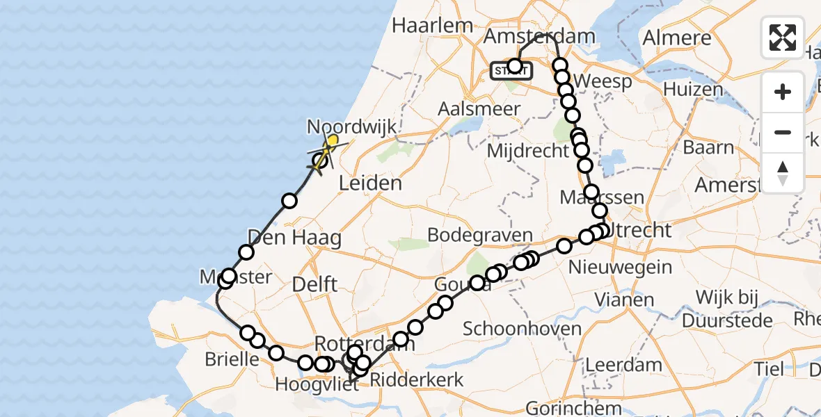 Routekaart van de vlucht: Politieheli naar Katwijk, Valschermkade