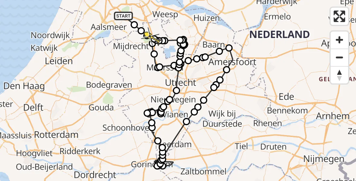 Routekaart van de vlucht: Politieheli naar Vinkeveen, Lambertuspad