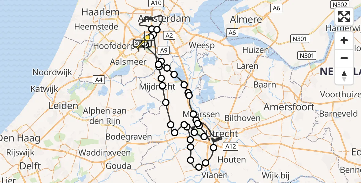 Routekaart van de vlucht: Politieheli naar Schiphol, Nieuwe Meerlaan