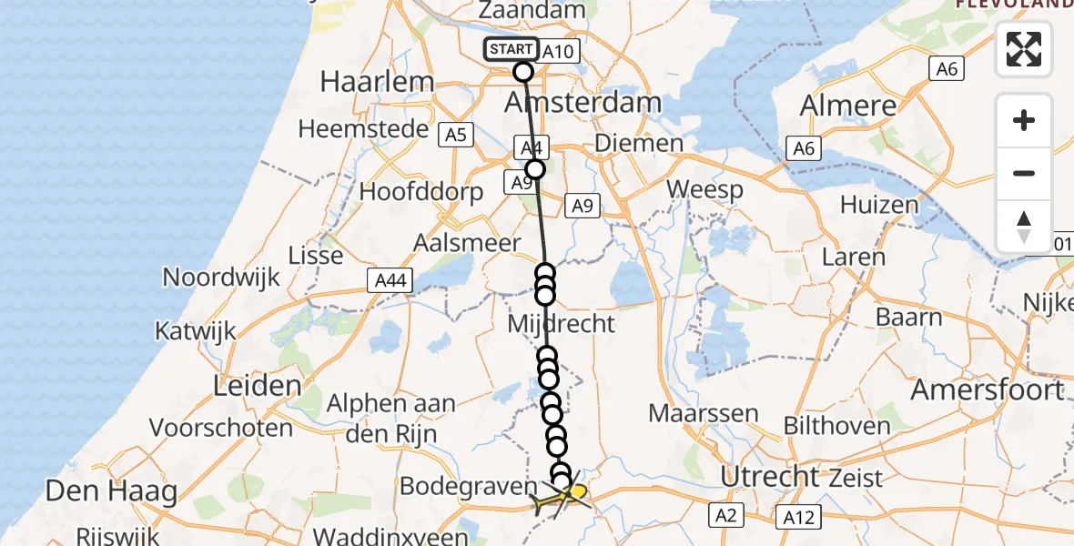 Routekaart van de vlucht: Lifeliner 1 naar Woerden, Bosporushaven