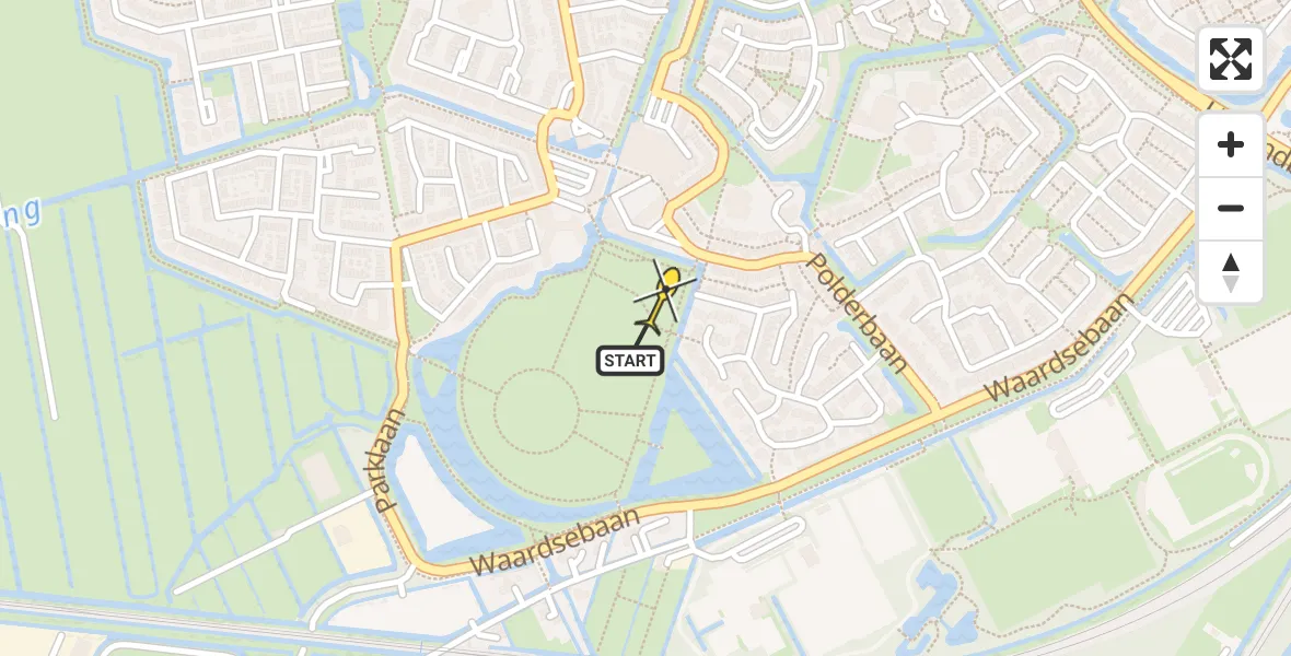 Routekaart van de vlucht: Lifeliner 1 naar Woerden, de Kuinder