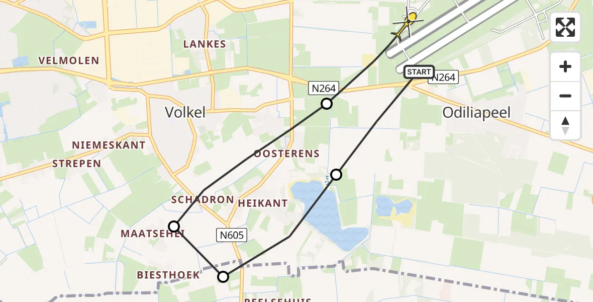 Routekaart van de vlucht: Lifeliner 3 naar Vliegbasis Volkel, Oosterheidestraat