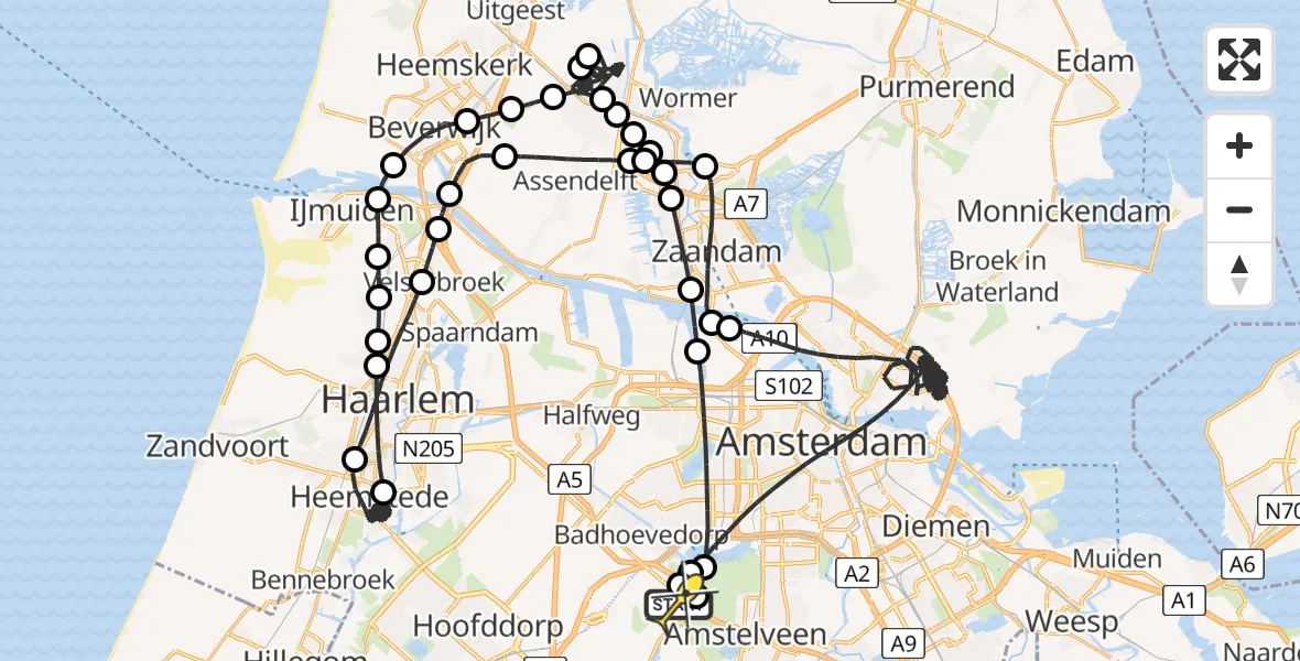 Routekaart van de vlucht: Politieheli naar Schiphol, Nieuwe Meerlaan