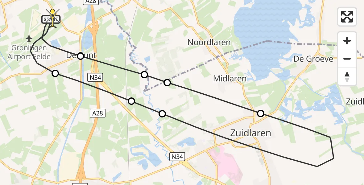 Routekaart van de vlucht: Lifeliner 4 naar Groningen Airport Eelde, Vissersweg