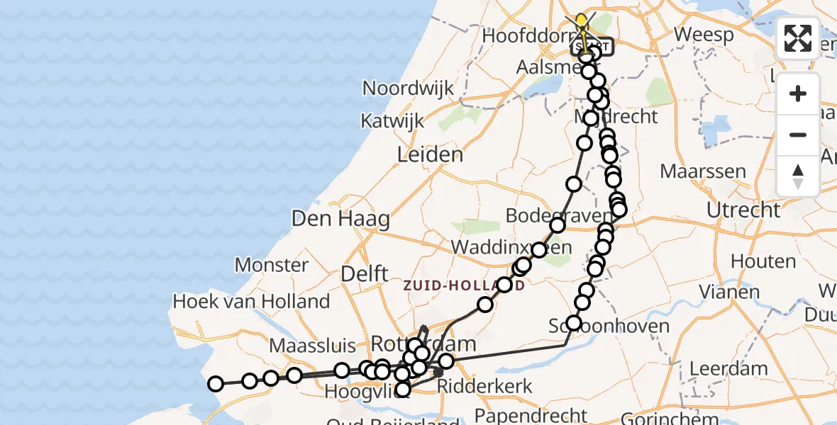 Routekaart van de vlucht: Politieheli naar Schiphol, Boschplaat