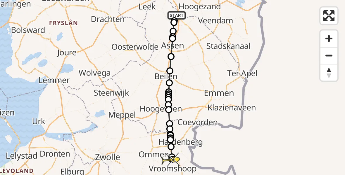 Routekaart van de vlucht: Lifeliner 4 naar Beerzerveld, Runsloot