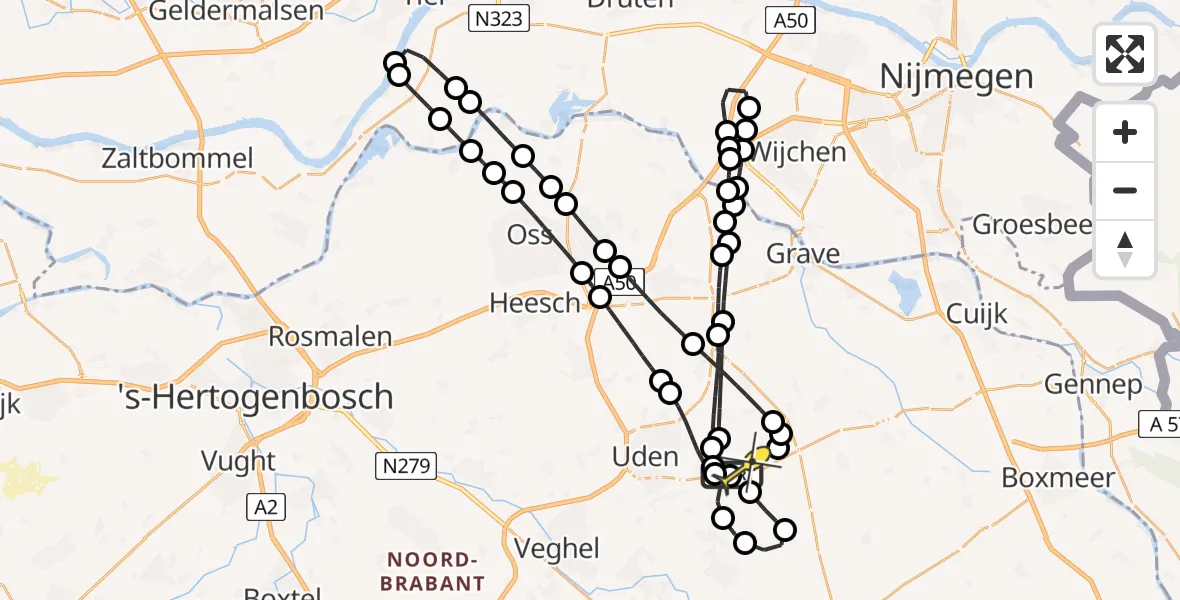 Routekaart van de vlucht: Lifeliner 3 naar Vliegbasis Volkel, Piekenbroek