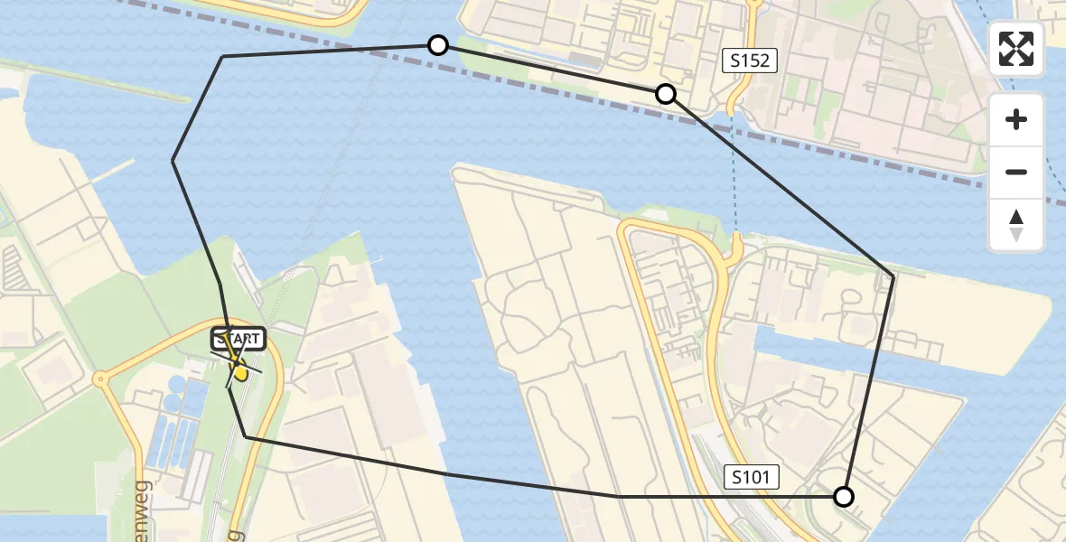 Routekaart van de vlucht: Lifeliner 1 naar Amsterdam Heliport, Kajuitpad