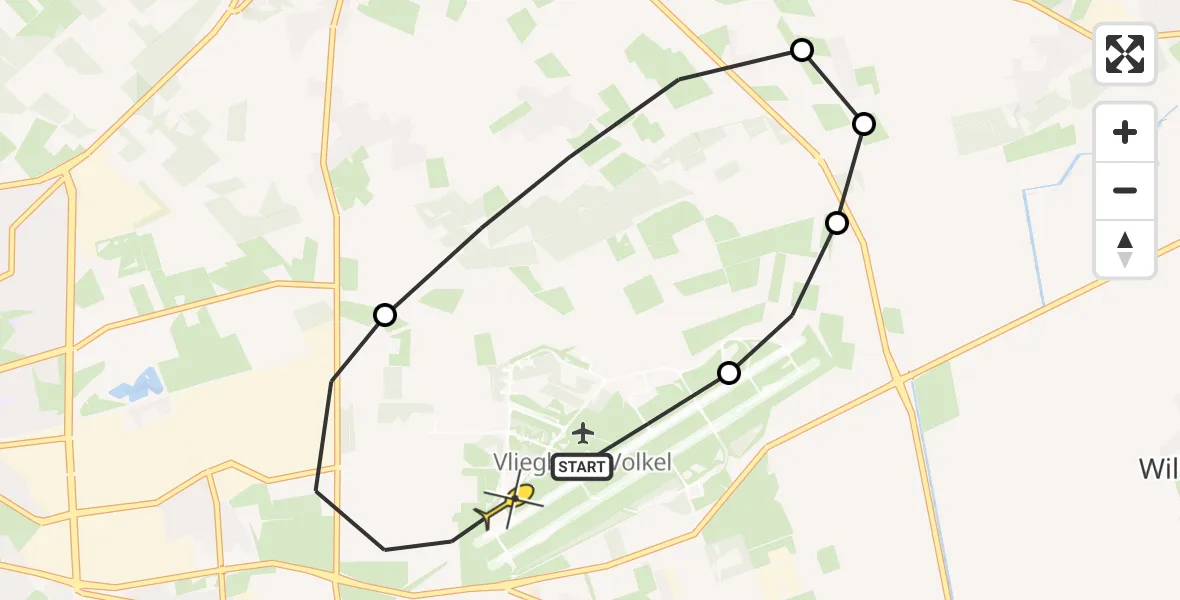 Routekaart van de vlucht: Lifeliner 3 naar Vliegbasis Volkel, Zeelandsedijk