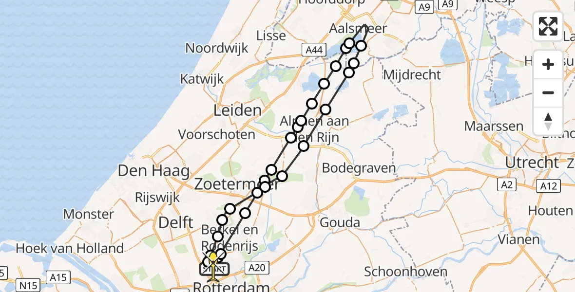 Routekaart van de vlucht: Lifeliner 2 naar Rotterdam The Hague Airport, Doenkadepad