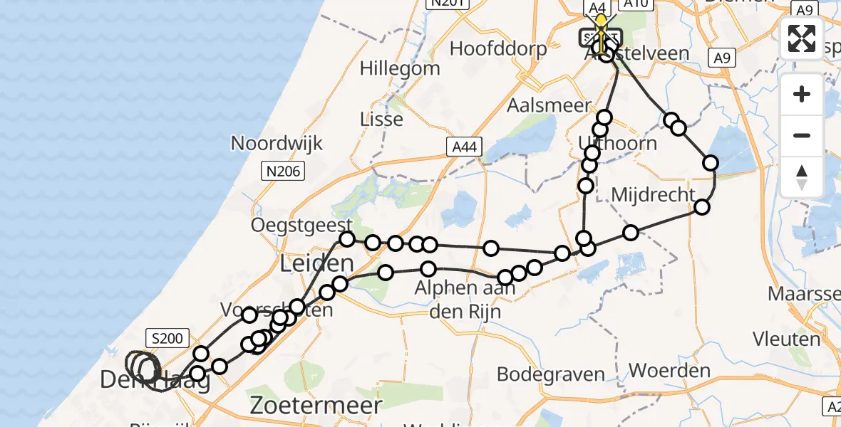 Routekaart van de vlucht: Politieheli naar Schiphol, Nieuwe Meerlaan