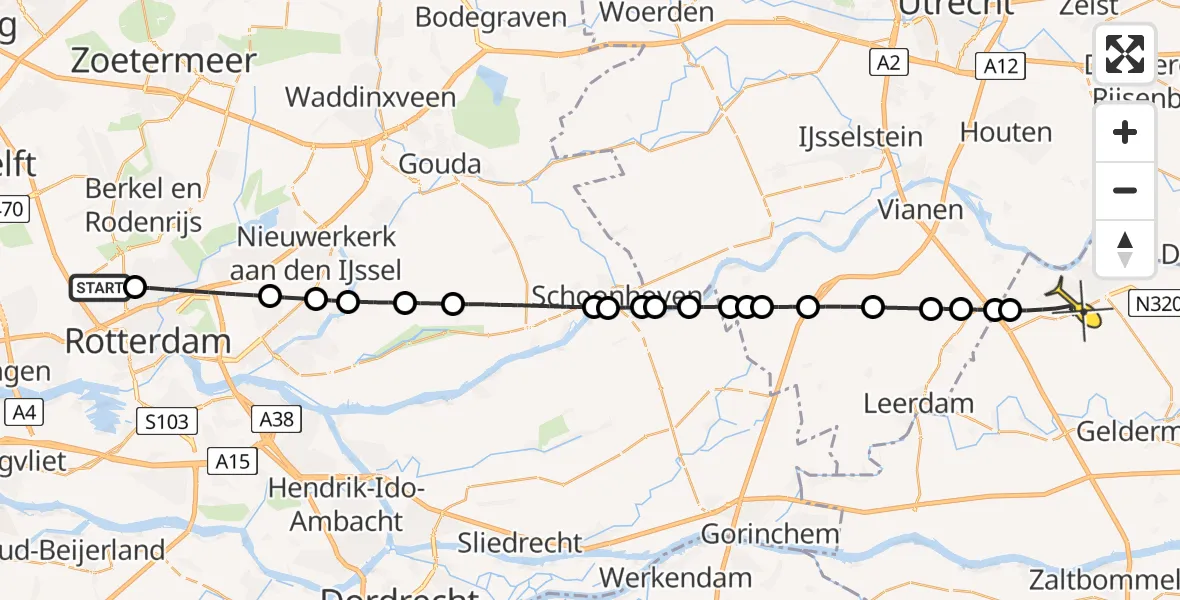 Routekaart van de vlucht: Lifeliner 2 naar Culemborg, Bovendijk