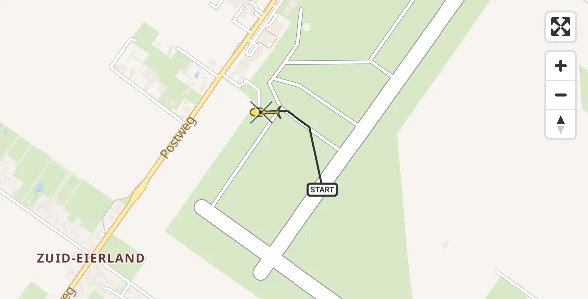 Routekaart van de vlucht: Ambulancehelikopter naar Texel International Airport, Postweg