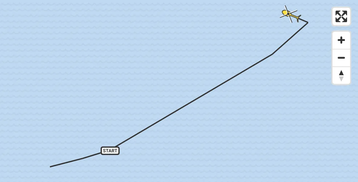 Routekaart van de vlucht: Kustwachthelikopter naar 