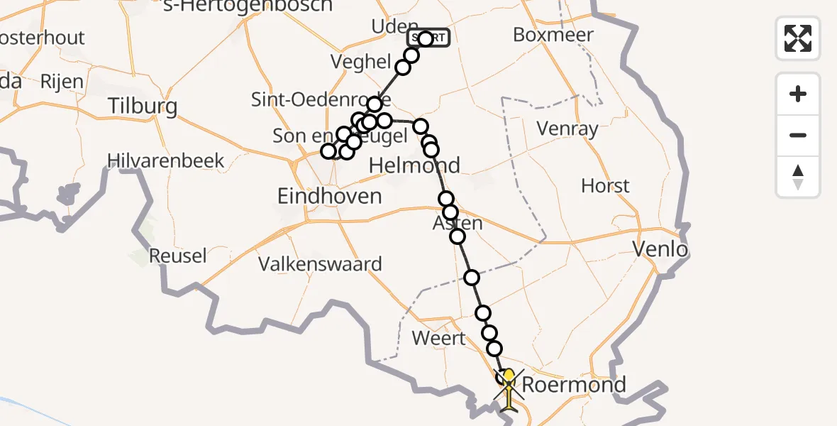 Routekaart van de vlucht: Lifeliner 3 naar Grathem, Oosterheidestraat