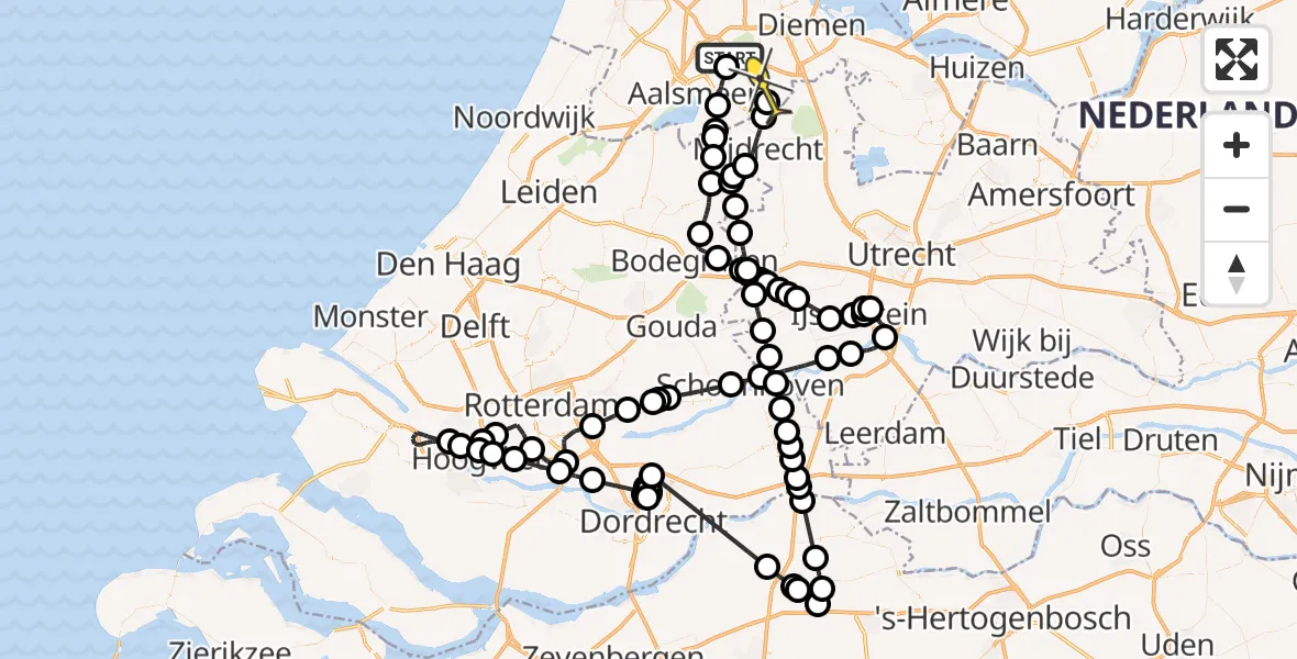 Routekaart van de vlucht: Politieheli naar Amstelveen, Rietwijkeroordweg