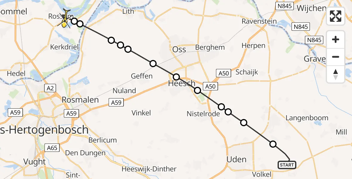 Routekaart van de vlucht: Lifeliner 3 naar Rossum, Millsebaan