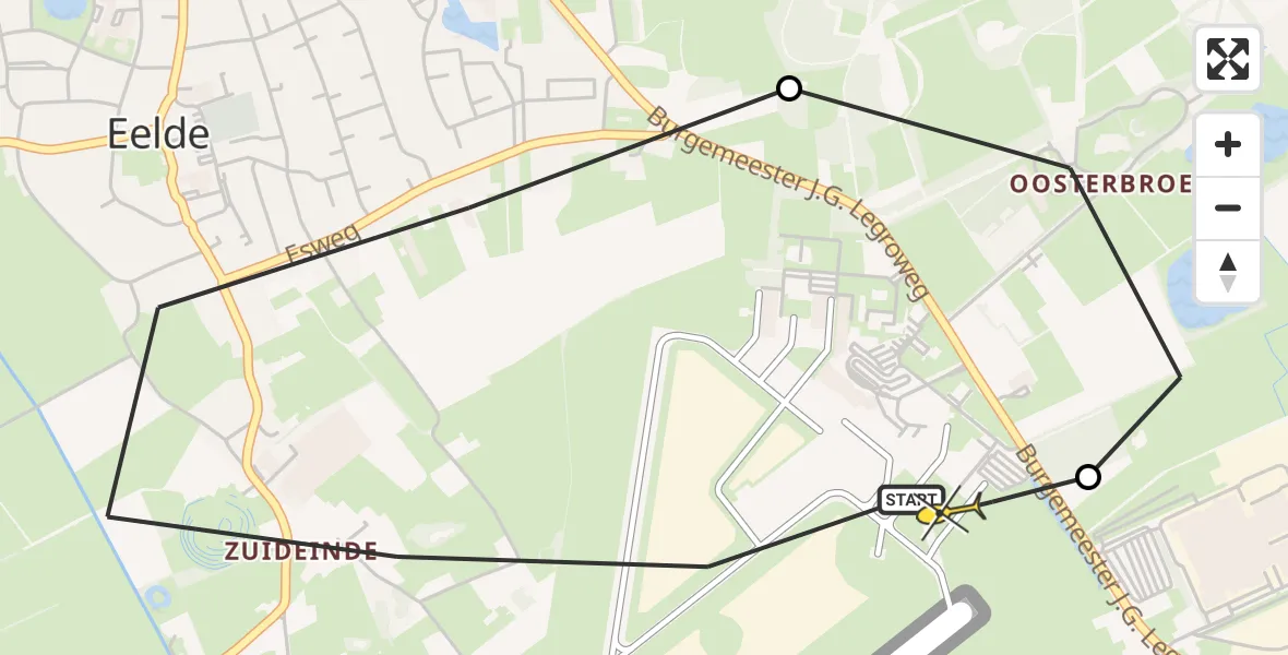 Routekaart van de vlucht: Lifeliner 4 naar Groningen Airport Eelde, Molenweg