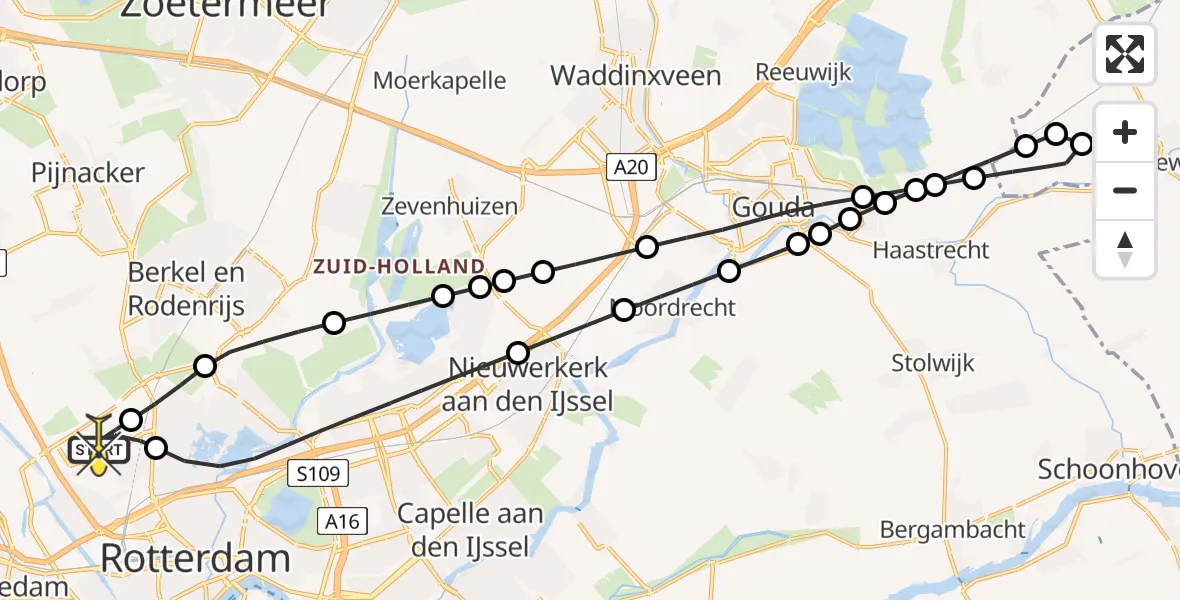 Routekaart van de vlucht: Lifeliner 2 naar Rotterdam The Hague Airport, Woensdrechtstraat