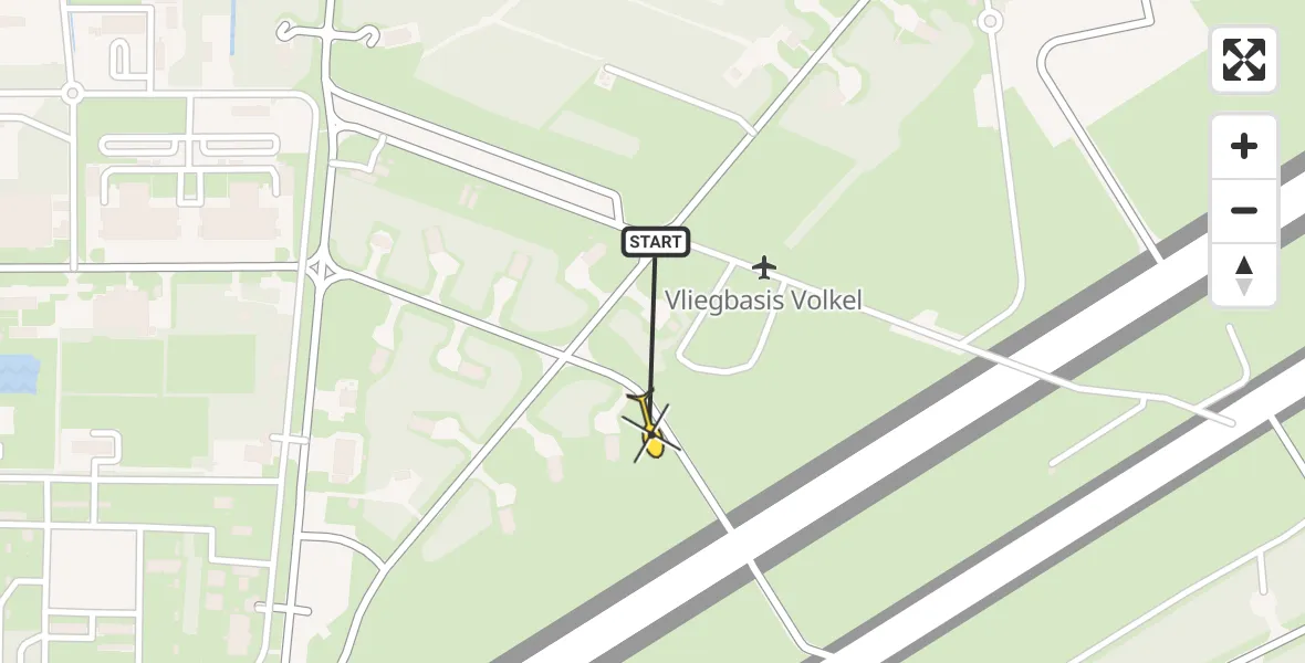Routekaart van de vlucht: Lifeliner 3 naar Vliegbasis Volkel, Zeelandsedijk