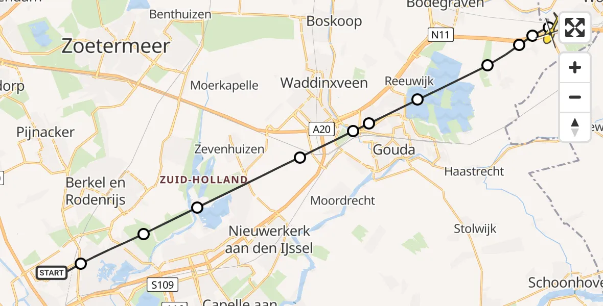 Routekaart van de vlucht: Lifeliner 2 naar Woerden, Edsger Dijkstralaan