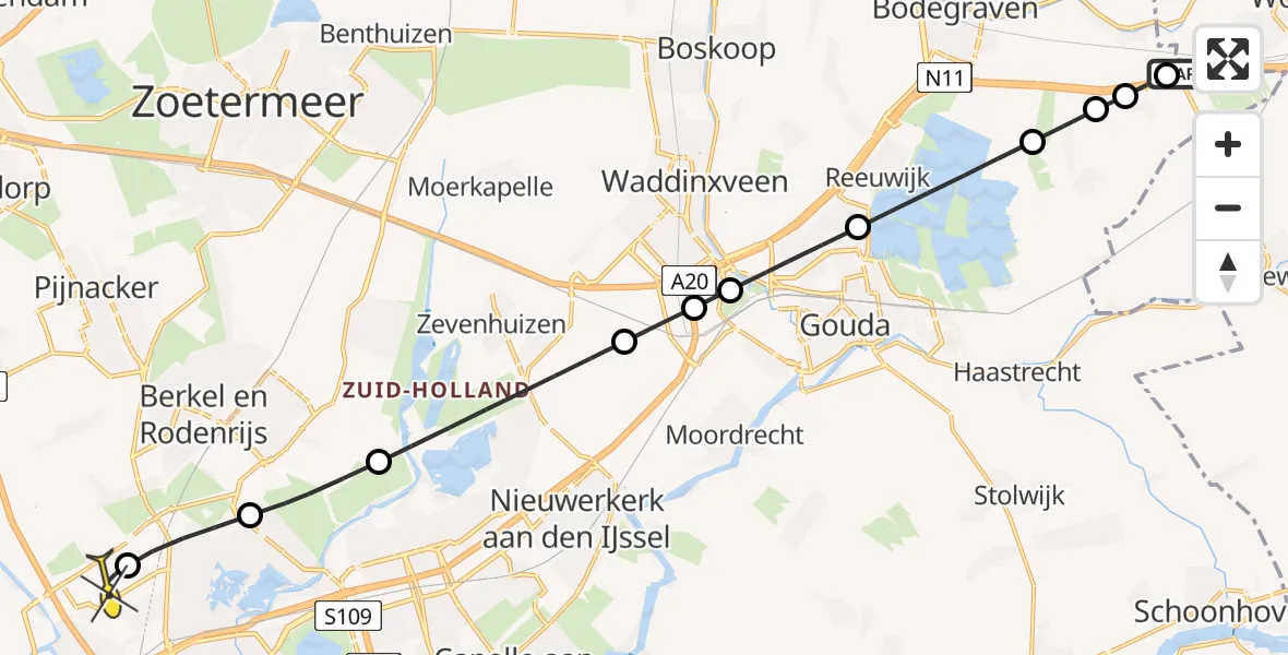 Routekaart van de vlucht: Lifeliner 2 naar Rotterdam The Hague Airport, Brandenburgbaan