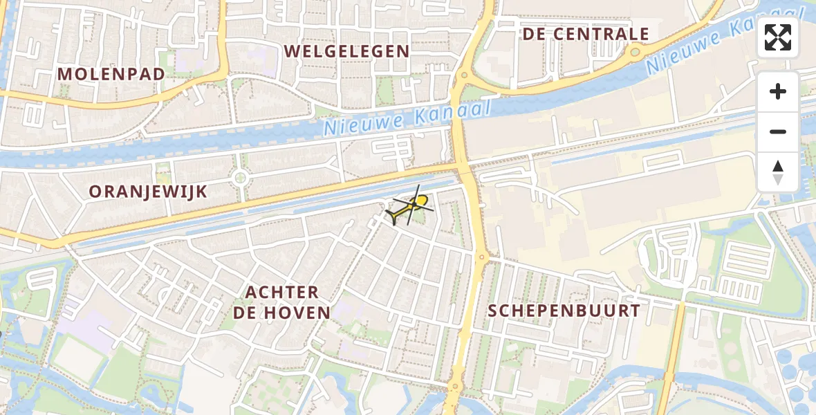 Routekaart van de vlucht: Politiehelikopter naar Leeuwarden