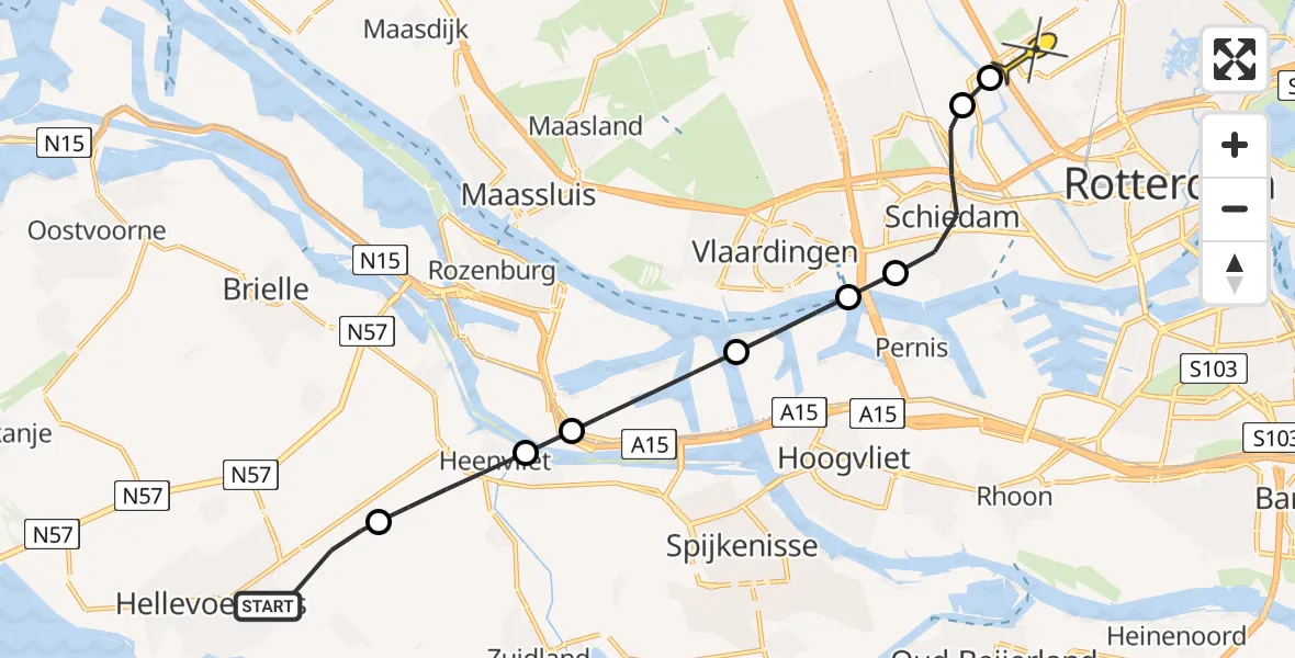 Routekaart van de vlucht: Lifeliner 2 naar Rotterdam The Hague Airport, Perryweg